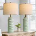 24" Modern Ceramic Green Bedside Lamp Set of 2 Table Lamp for Bedroom Decor Farmhouse Table Lamp for Living Room Office Dorm (24" Large Creen-2 Pack)