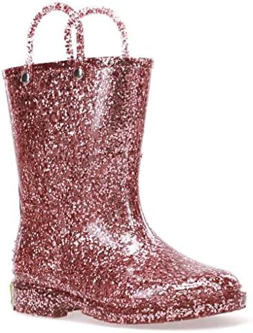 Western Chief Girl's Glitter Waterproof Rain Boot with Easy Pull on Handles, Perfect Lightweight Rain Boots for Kids Size 10