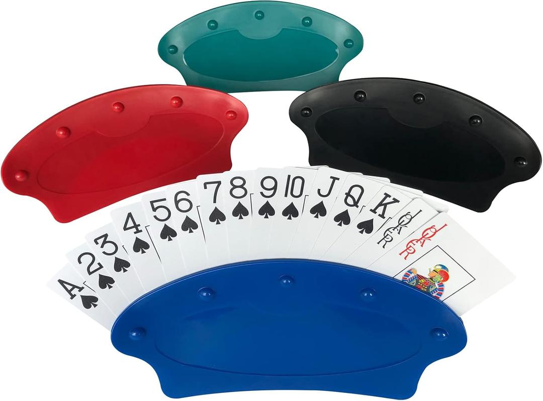 Yuanhe Set of 4 Playing Card Holder for Kids Seniors,Hands Free Cards Holders for Poker Parties, Family Card Game Nights