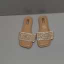 GORGLITTER Girl's Pearls Dress Flat Sandals Glitter Rhinestone Summer Open Toe Teens Slides (2 Big Kid, Brown)