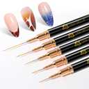 UNA GELLA Metallic Nail Art Brushes, Liner Pens Set 5Pcs For Nail Art Gel Polish - Thin Detail Nail Art Design Painting Brush Set For Nails Gel Fine Drawing Nail Tools Sizes 7/9/11/15/25mm