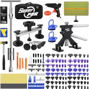 Super PDR Car Dent Puller Kit, 169PCS Paintless Dent Removal Kit, Hail Dent Repair Kit Can Removal 99% of Car Dents in 30 Minutes for Repairing Big Dents, Small Dents, Dings and Hail Damage