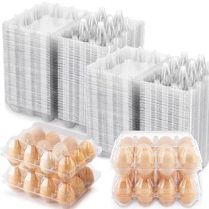 SINLUCESCE 100 Packs 12 Count Clear Plastic Egg Cartons, 3 * 4 Grids Design, Perfect for Family, Farm, Markets, Display(Large)