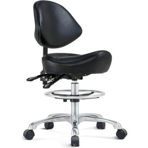 Kastele Saddle Chair Rolling Saddle Stool with Back Support, Esthetician Chair Ergonomic Saddle Chair for Dental Hygienist, Doctor, Medical, Salon, Medium