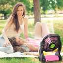 Portable Fan Rechargeable Camping Essentials, Cordless Camping Fan Battery Powered with Led Lights & 360Hook, USB Battery Operated Fans for Women,4 Speeds Tent Portable for Traveling X23 Pink