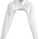 SweatyRocks Women's Long Sleeve Button Front Collared Ultra Crop Blouse Shirt Top White S at Amazon Womens Clothing store
