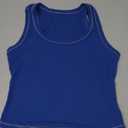 Tankaneo Womens Summer Ribbed Tank Top Casual Ringer Scoop Neck Sleeveless Knit Fitted Tops Going Out Tee Shirts (Large, Blue)