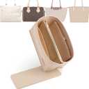Doxo Purse Organizer Insert for Handbags & Base Shaper Combination,Tote Bag Organizer Insert Suitable to Lv Speedy 25,NeoNoe MM,Noe,Book Tote S,C.oach City 30,Long Champ Le-pliage S and More (M-Beige)