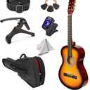 30" Left Handed Wood Guitar with Case and Accessories for Kids/Girls/Boys/Teens/Beginners (Sun)