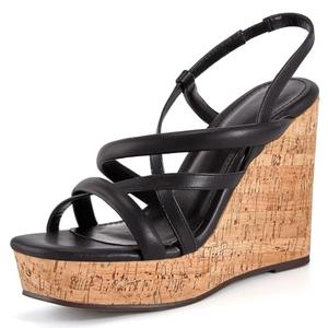Coutgo Women Platform Wedge Sandals Cork Slingback Wedges Espadrilles Heels Summer Shoes (9)