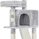 Feandrea Cat Tower, Cat Tree for Indoor Cats, 45.3-Inch Cat Condo with Scratching Post, Ramp, Perch, Spacious Cat Cave, for Kittens, Elderly Cats, Adult Cats, Small Space, Light Gray UPCT141W01