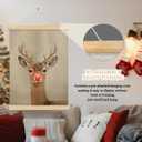 MOFUYU Vintage Christmas Reindeer Wall Art Poster Hanger Framed,Reindeer Decor,Rustic Winter Holiday Xmas Red Nose Rudolph Canvas Prints Wall Decor for Home Bedroom Living Room, 12x16 Inch