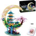 Chinese Moon Palace Micro Building Blocks Set4288 PCSCherry Blossom Bonsai Tree Building Set for Adults TeensMini Japanese Sakura Tree House Architecture Model Bricks, Creative Gift for 14+
