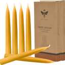 8 inch Natural Beeswax Taper Candles Set of 12, DEYBBY Smokeless and Dripless Beeswax Candles, 8Hrs Burn Time, Nontoxic