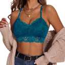 Avidlove Lace Bralettes for Women Padded Bralette Camisole Racerback Crop Top Floral Lace Bralettes V Neck (X-Large, Bluish Green)