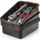 5-Pack 13 L Commercial Bus Tubs/Tote Box, Black Plastic Storage Wash Basin Tub