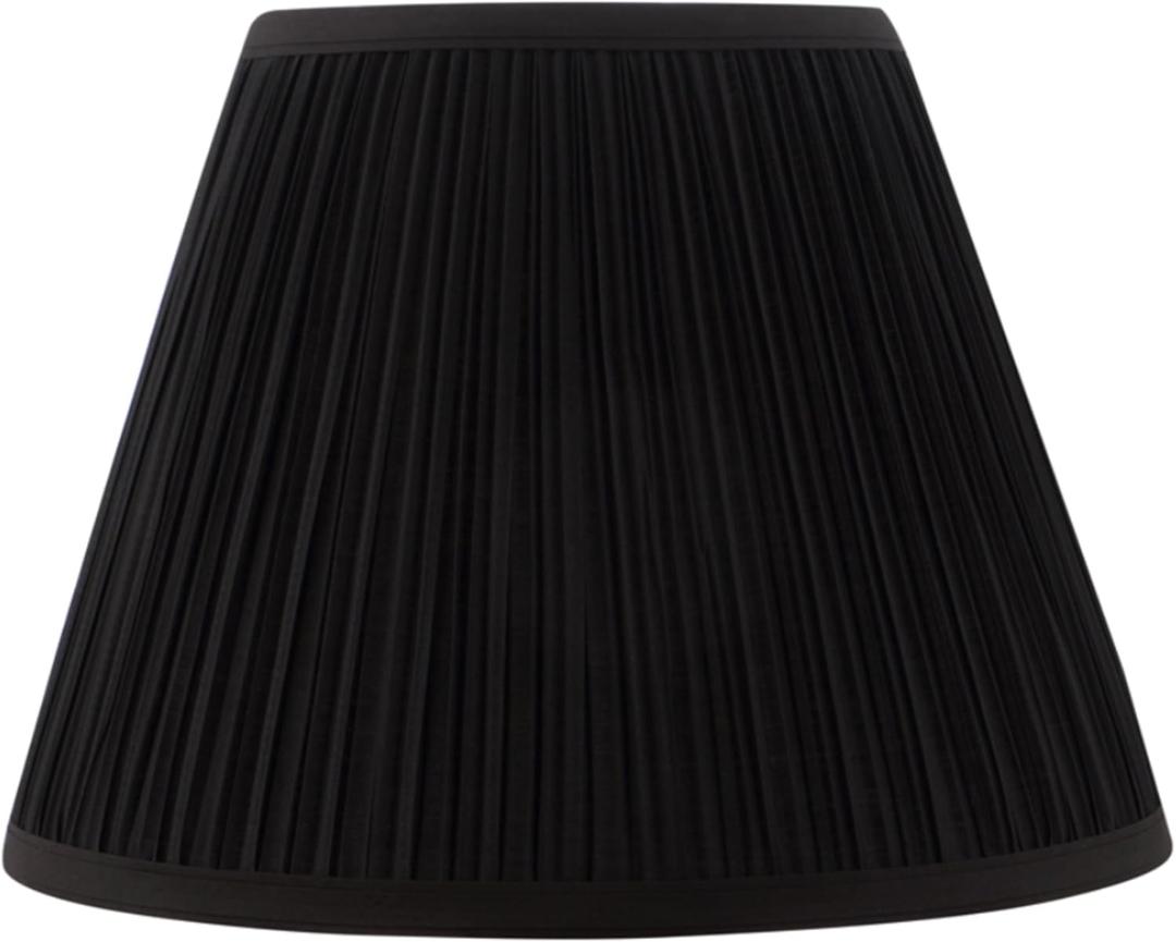 Aspen Creative 33054, Hardback Empire Transitional Spider Lamp Shade, Mushroom Pleated Black, 7" Top x 13" Bottom x 10" Slant