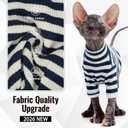 DENTRUN Hairless Cats Shirt Breathable Cat Daily Wear Clothes Stripe Vest Adorable Pajamas Jumpsuit Soft & Skin-Friendly, XL