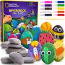 NATIONAL GEOGRAPHIC Rock Painting Kit - Arts and Crafts Kit for Kids, Paint & Decorate 15 River Rocks with 10 Paint Colors & More Art Supplies, Outdoor Toys for Girls and Boys