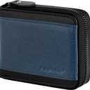 Admetus Mens RFID Blocking Wallets Zipper Leather Wallet for Men Bifold RFID Card Holder (Black-19)