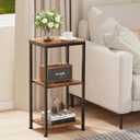 3 Tier End Table, Tall Nightstand for Small Spaces, Tall Side Table with Storage Shelves, Telephone Table, Small Entry Table for Living Room, Bedroom, Sofa Couch, Hallway, Office, Rustic Brown, 11.0"D x 14.9"W x 30.0"H