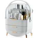 CANITORON Makeup Organizer, Skincare Organizer with 2 Drawers and Transparent Cover, Cosmetic Display Case for Vanity Organizer and Bathroom Countertop Storage.(White) (Large)