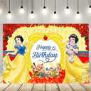 Yellow Backdrop for Birthday Party Supplies Snow White Photo Backgrounds Princess Snow White Birthday Theme Baby Shower Banner 59x38in