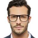 MARE AZZURO Reading Glasses Men Square Reader 0 1.0 1.25 1.5 1.75 2.0 2.25 2.5 2.75 3.0 3.5 4.0 5.0 6.0 (Black 200)