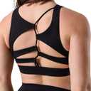 Kamo Fitness Featherlite Nora High Impact Sports Bras for Women - High Neck Workout Crop Built-in Bra and Asymmetric Cutouts (Small, Black)