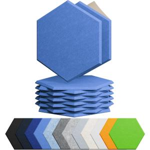 12 Pack Acoustic Panels Self Adhesive Sound Proof Foam, High Density Sound Acoustic Foam Panel, 12X10.23X0.4 Inch Hexagon Wall Panels in Home,Office,Reccording Room,Studio(Sky Blue)