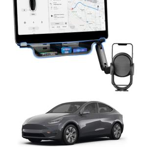 Shademax Under Screen Storage Tray with Phone Holder for Tesla Model 3/Model Y 2025 2024 2023 2022 2021 Center Console Organizer Storage Box Waterproof ABS Model 3 / Y Accessories Black 1PCS