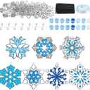 Poen 28 Sets Snowflake Suncatchers Craft Kits Frozen Winter DIY Window Paint Art Hanging Sun Catcher Decorations for Kids Christmas Winter Classroom Home Party Activity