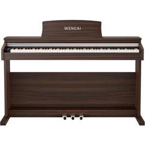 WENCAI 88 Keys Digital Piano Hammer Action Weighted Keyboard Piano, Full Size Upright Electric Piano, Wooden Electronic Piano for Beginner Professional, MIDI-USB Support, 3 Pedals, Sub Brown