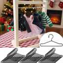 Jenaai 50 Pcs Doll Clothes Hanger 2.56 in Metal Black Doll Outfit Hanger Mini Clothes Hangers for Wardrobe, Dresses, Skirts, and Accessories