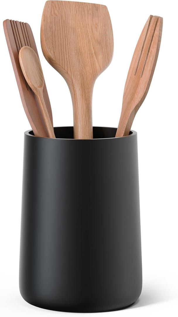 Utensil Holder  7" Tall x 5.2" Diameter Kitchen Utensil Organizer for Countertop (Matte Black, 1 Pack)