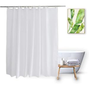 Short Shower Curtain Liner 60 Inch Long, Water Resistant Fabric Bathroom Curtain Liners, Solid White, Hotel Quality, Machine Washable, 72 X 60 Inch