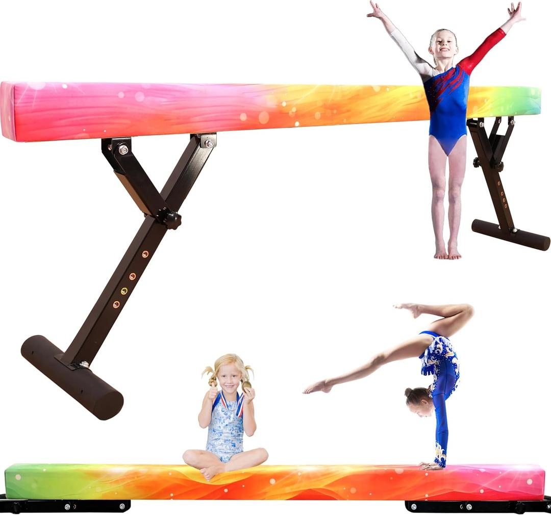 MARFULA Adjustable Balance Beam 8 ft Gymnastic Beam Adjustable Height for Kids and Teenage of All Gymnastic Levels, Gymnastic Training Beam Gymnastic Equipment for Athlete Home and Gym Club Use, Height: 9 inch - 29 inch
