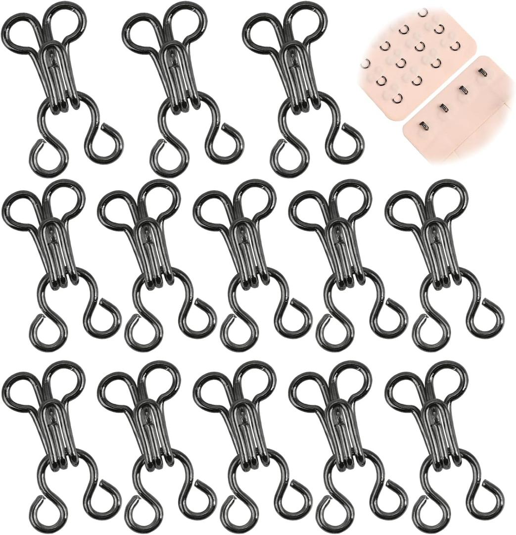 Copper 100 Set Hooks and Eyes for Sewing Clothing Bra Hooks Replacement Closure -Gunmetal 1#(13mm)