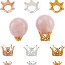 30Pcs Alloy Crystal Ball Stands 3 Colors Crown Shaped Crystal Ball Stand Display Holder Stand for Eggs Balls Sphere Display Desktop Decoration