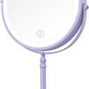 Lighted Makeup Mirror, 3000 mAh Rechargeable Double Sided Magnifying Vanity Mirror with 3 Colors, 1x/10x, 360 Rotation , Brightness Adjustable Magnification Cosmetic Light up Mirror, Women Gift (Purple)