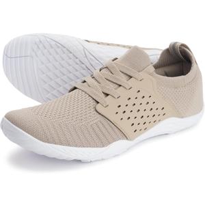 WHITIN Women's Low Zero Drop Shoes Minimalist Barefoot Trail Running Camping Size 6.5-7 Wide Toe Box Female Lady Workout Sneaker Tennis Taupe 37
