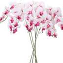 PATIKIL Artificial Orchid Stems 41", 6 Pack 9 Heads Faux Phalaenopsis Flowers Real Touch Fake Orchid Flower Branch for Vase Home Wedding Decoration, White Purple