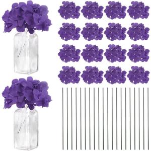 40-Pack Silk Hydrangea Flowers, Artificial Flowers Heads with 40pcs Stems, Full Hydrangea Flowers for Home Decor/Wedding/Christmas/DIY/Party/Garden [Dark Purple]