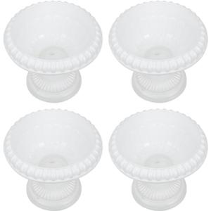 PRETYZOOM 4 Pack White Roman Flower Pots for Wedding Centerpieces, Mini Pedestal Vase for Party, Anniversary, Ceremony, Indoor and Outdoor Decoration, 6.29x5.51 Inches