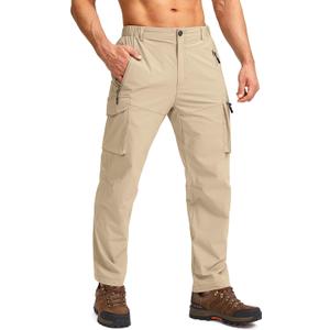 Pudolla Mens Hiking Cargo Pants Outdoo Work Pants for Men UPF50+ with Zipper Pockets (Medium)