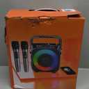 Karaoke Machine, Portable Bluetooth Speaker with 2 Wireless Microphones for Adults & Kids with Lights, Karaoke Microphone with PA System Supports USB/TF/FM/AUX for Home Party Home System Packages (Black)