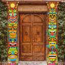 Hawaiian Luau Party Decoration Supplies, Tiki Totem Door Banner Sign for Aloha Hawaii Luau Tropical Moana Birthday Party Decorations, Tiki Decorations Outdoor (Multicolor)