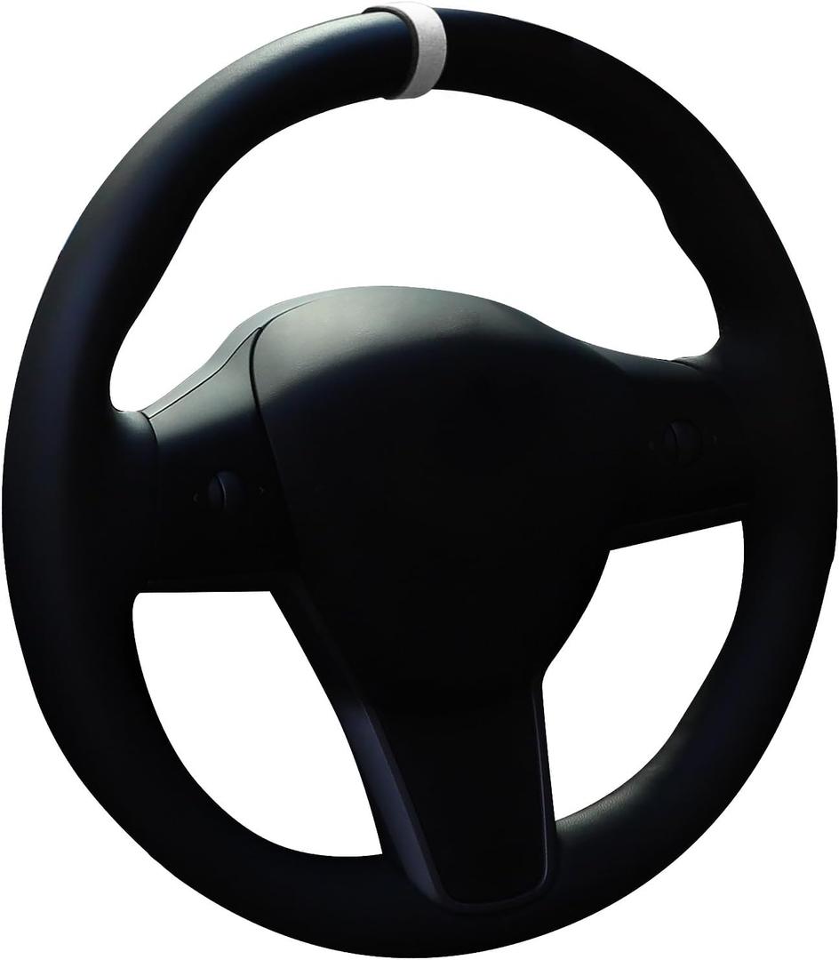 Steering Wheel Correction Marker Decoration Sticker for Tesla Model Y/3, Suede Soft Steering Wheel Center Stripe Steering Wheel Cover for Spinning Parking U-Turn