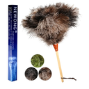 Natural Good Ostrich Feather Duster with Bamboo Handle, Electrostatic Dust Remove for Ceiling，Fans，Bookshelves, Sofa, Windows, Fit for Home, Office and Cars