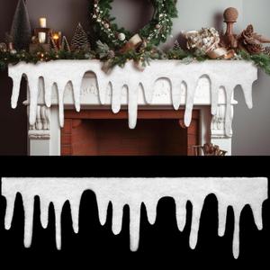 Apragaz 4 Packs Icicle Christmas Snow Blanket, Artificial Snow Fireplace Blanket Roll Mantle Cover for Village Decoration, 14 * 47 Inches Xmas Holiday Dcor